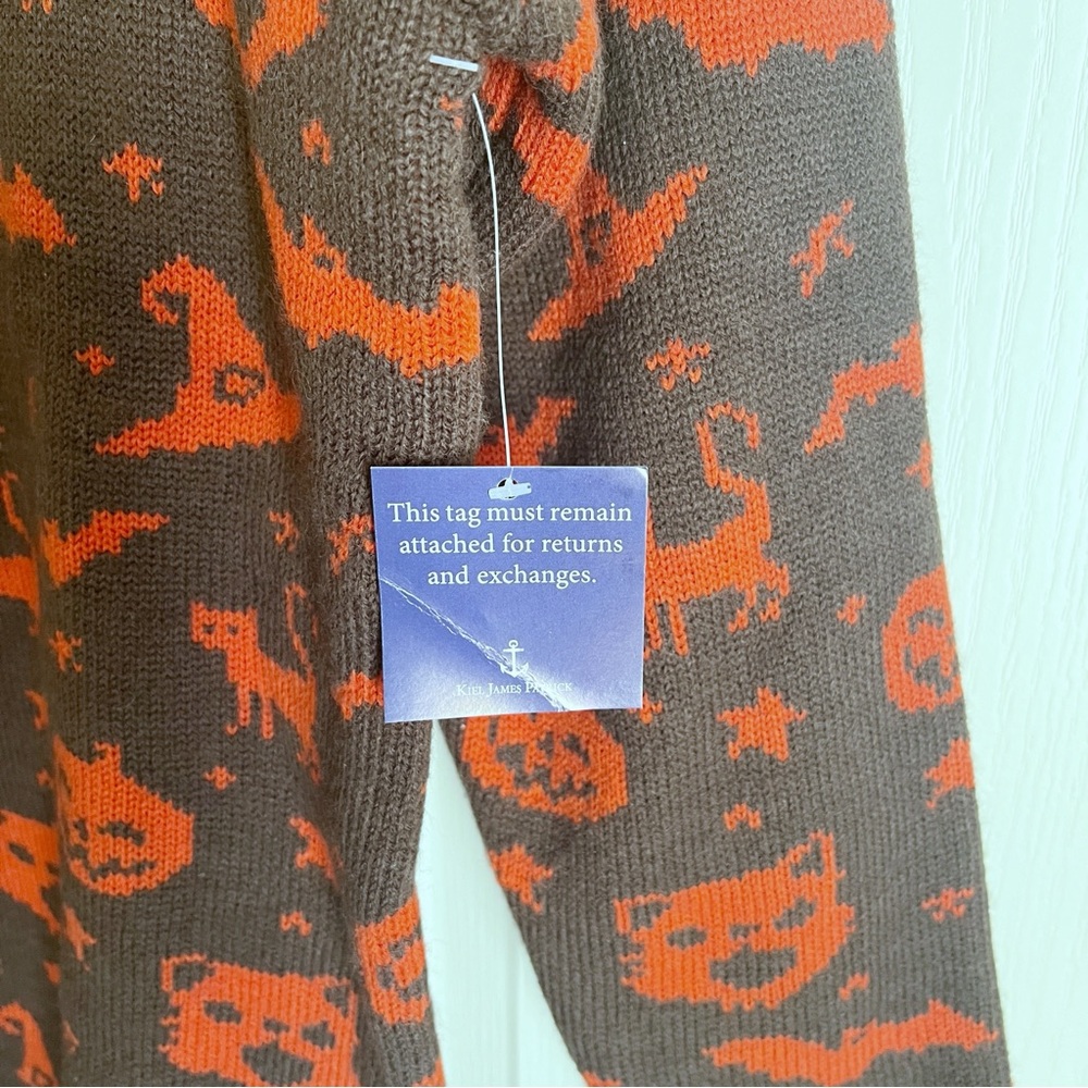 NWT Kiel James Patrick Brown Orange Halloween Wool Blend Sweater Size XS - Picture 2 of 6